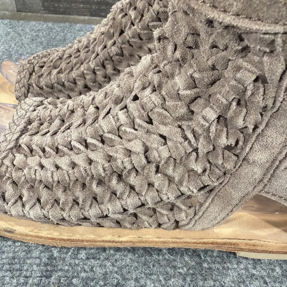Free People Island Cruiser Woven Suede Sandals Boho Bootie Taupe EU 40 US 10
